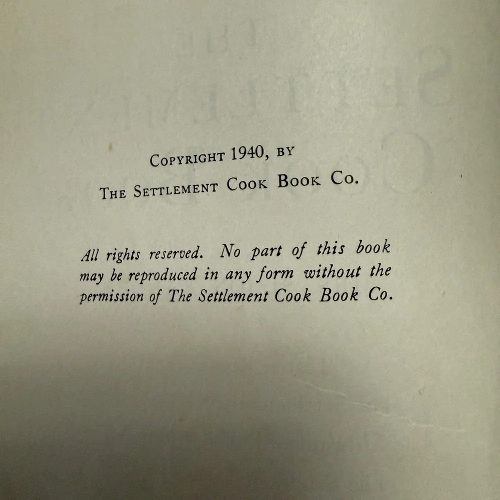 The Settlement Cookbook 1940‎ Mrs. Simon Kander 23rd Edition Vintage Recipes